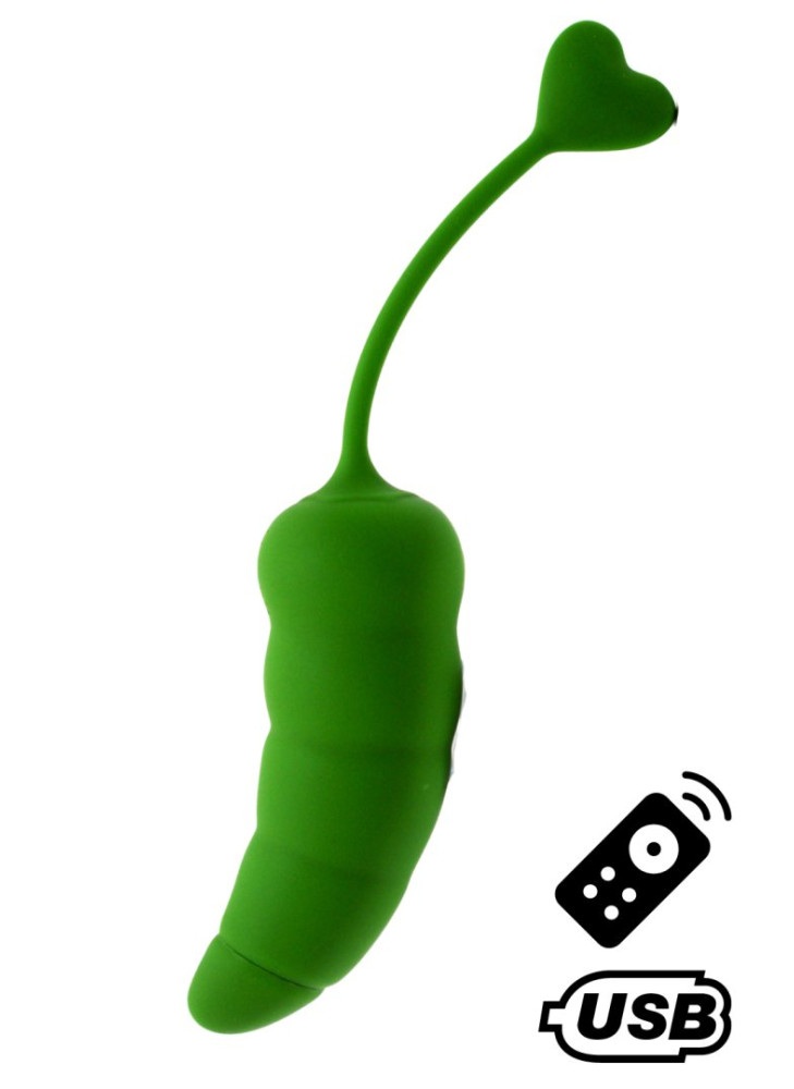 PIMENTO, Un Œuf vibrant avec télécommande, couleur et forme "Piment" en silicone médical - B137GRE